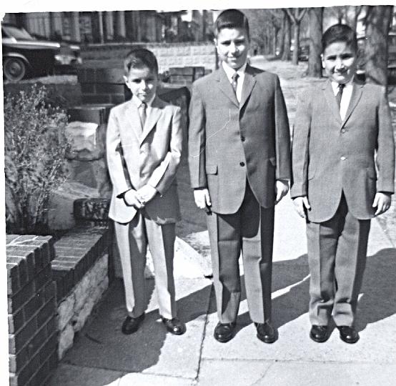 o06a.jpg - All suited up, the three of us probably on Easter, May 1964.