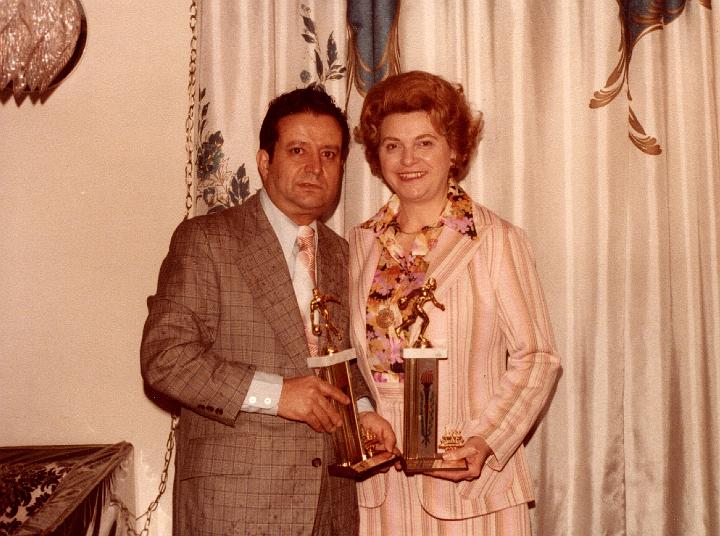 p148.jpg - Dad and Mom bowling trophy winners, May 1978.