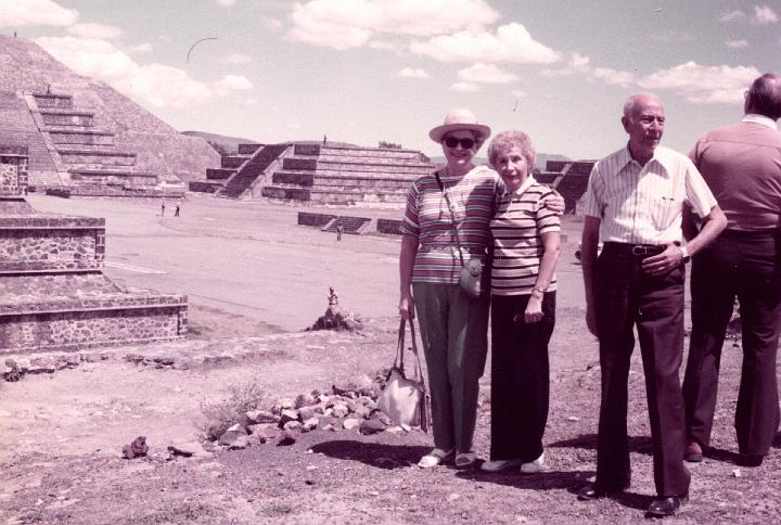 r048.jpg - Mom with friends at the Mexican pyramids, Oct. 1983.