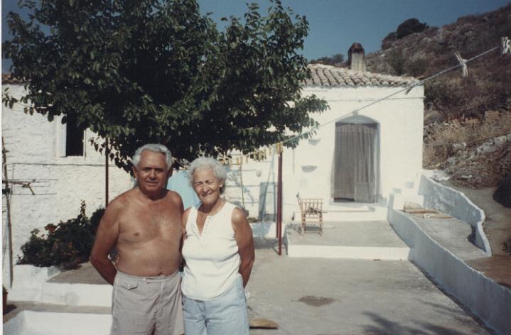 r111.jpg - My godparents, Menelaos and Eleni Demestihas in the town of Pagania in Mani, Greece, 1990.