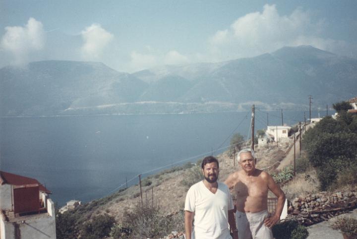 r112.jpg - My godfather and I with the hills of Mani in the background, 1990.