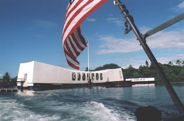 h103.jpg - US flag over the Arizona Memorial.