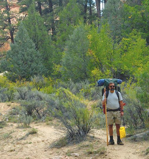 143a.jpg - Vince at the trailhead as we head down the Narrows of the Virgin River.